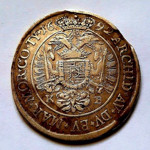 1/2 талера 1692 Венгрия Австрия Священная Римская Империя XF
