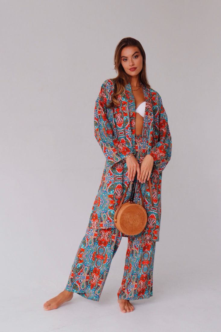 9373 Костюм из кимоно и брюк-палаццо с принтом "пейсли" (остаток: 44)