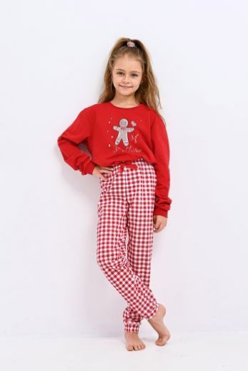 Пижама детская для девочек SENSIS Hazel Kids, лонгслив и брюки, красный