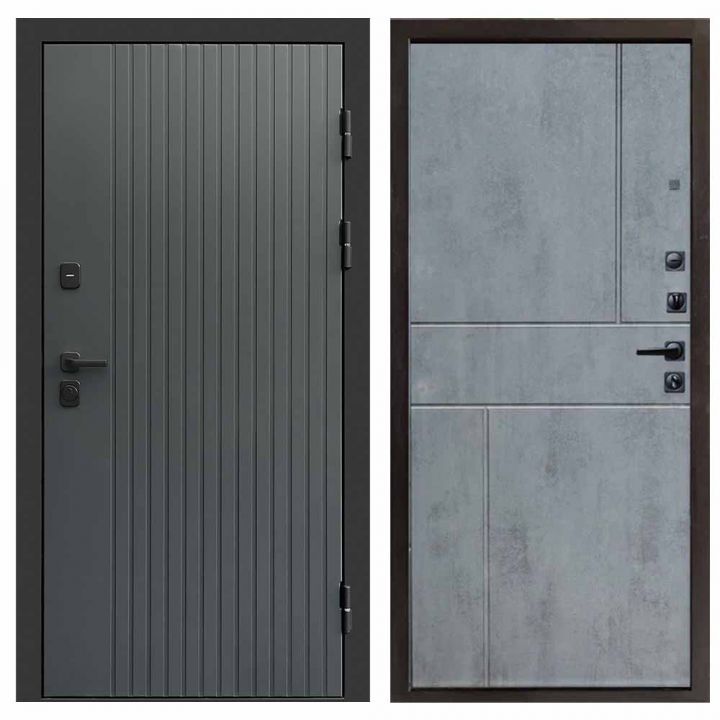 Входная дверь Termo-door Твист Грей BLACK Горизонт бетон темный Металлическая