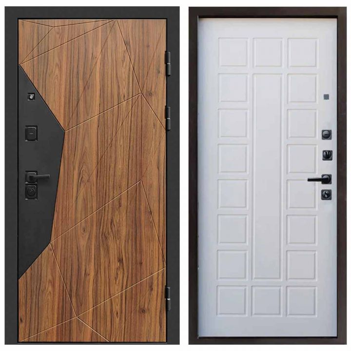 Входная дверь Termo-door Авангард BLACK Престиж белое дерево Металлическая