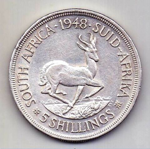 5 шиллингов 1948 ЮАР Великобритания AUNC
