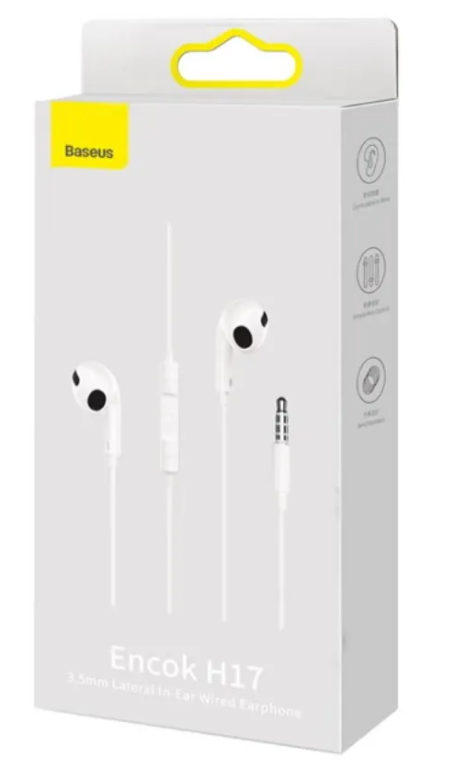Проводные наушники Baseus Encok H17 3.5mm Lateral in-Ear Wired Earphone White (NGCR020002)