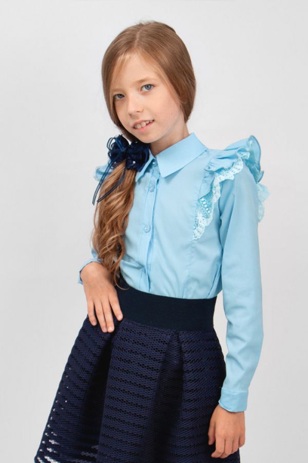 Блузка для девочки длинный рукав SP0422 [голубой]