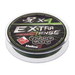 Шнур плетеный Helios Extrasense X4 PE 1.2/18LB 0,20мм 150м Green HS-ES-X4-1.2/18LB