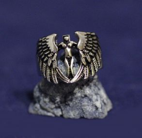 Стальное мужское кольцо-печатка Spikes "Крылья ангела" (арт. 880171)