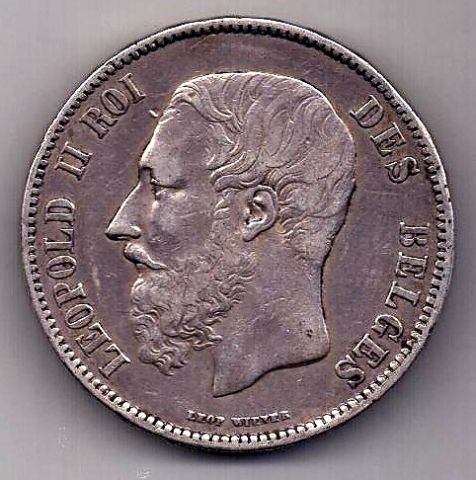 5 франков 1871 Бельгия XF