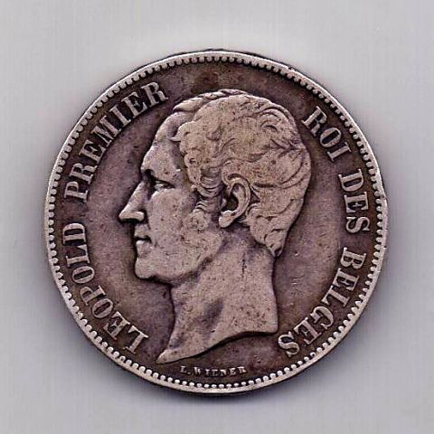 5 франков 1850 Бельгия XF