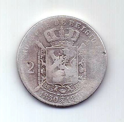 2 франка 1880 Бельгия Редкость