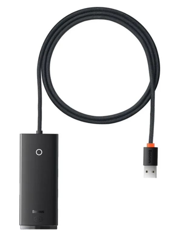 Хаб Baseus Lite Series 4-Port USB-A HUB Adapter (USB-A to USB 3.0x4 ) 1 м Black (WKQX030101)