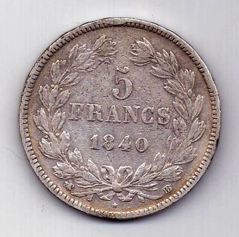 5 франков 1840 Франция XF