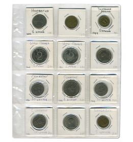 Набор монет в холдерах 12шт - Гонконг, Шри Ланка, Сингапур, Норвегия, Западная Африка, Барбадос