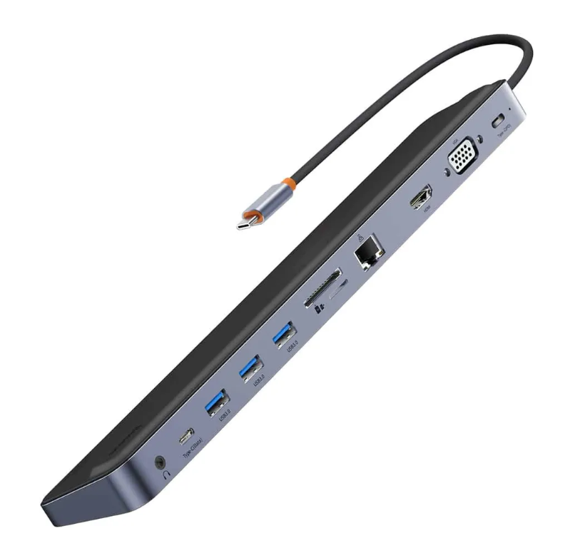 Хаб Baseus EliteJoy Gen2 11-Port Type-C to HDMI USB3.0 PD VGA SD TF RJ45 Type-C 3.5mm Темно-серый (WKSX030013)