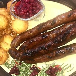Колбаски из оленины на гриле с картофельным пюре 350г