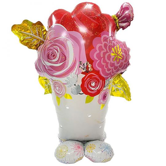 Букет цветов ходячий фольгированный шар с воздухом