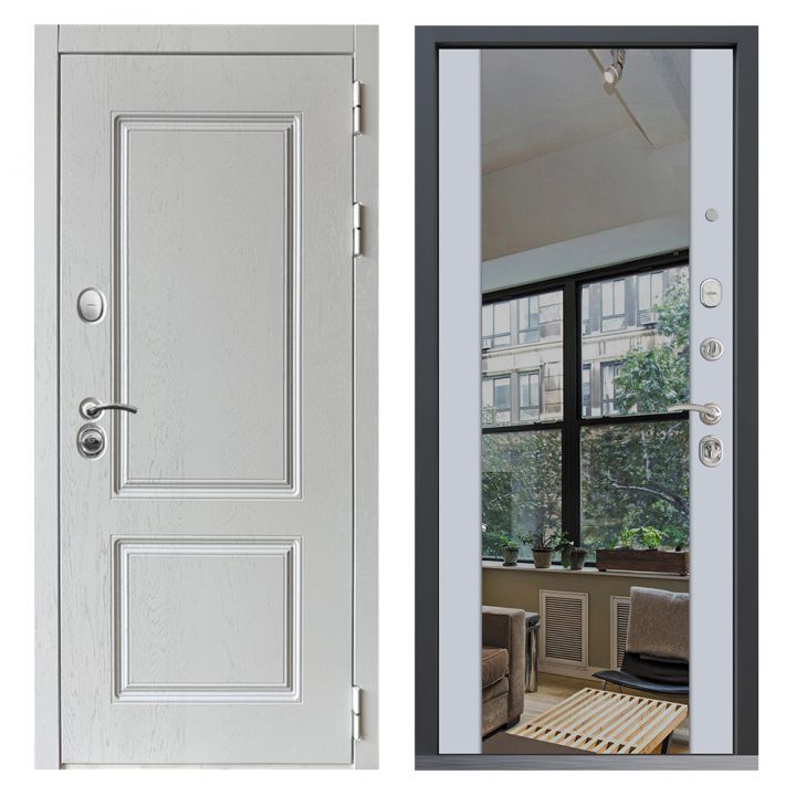 Входная дверь  Command Doors Шале Вайт Зеркало Белый матовый металлическая