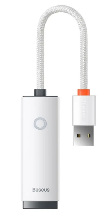 Адаптер-переходник Baseus Lite Series Ethernet Adapter USB-A to RJ45 LAN Port (1000Mbps) White (WKQX000102)