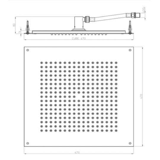 Квадратный верхний душ Bossini Dream Cube H38459 схема 2