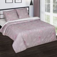 «Фламинго» (DE LUXE с простынью на резинке) постельное белье Поплин Семейный