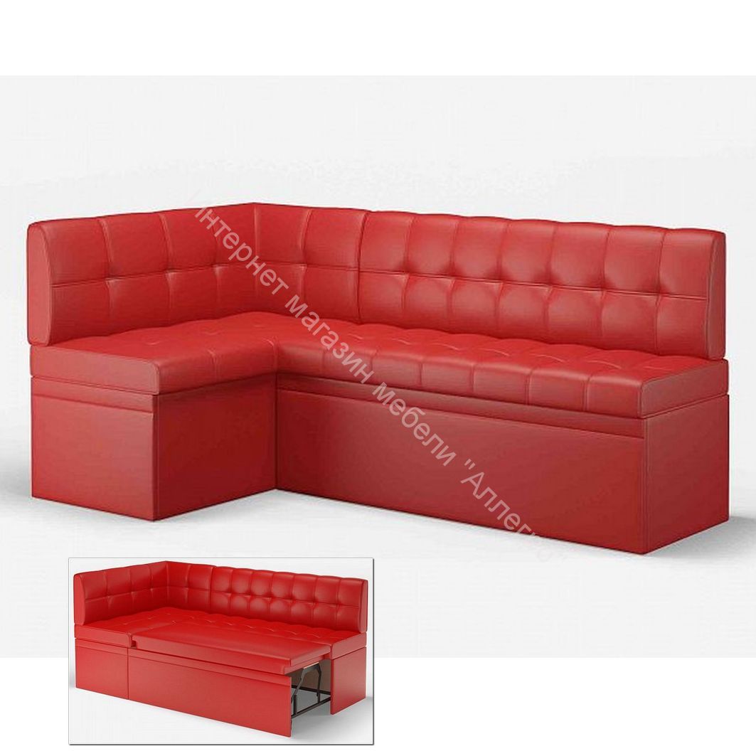 Кухонный диван угловой Остин со спальным местом, Левый Эко кожа Reex Red
