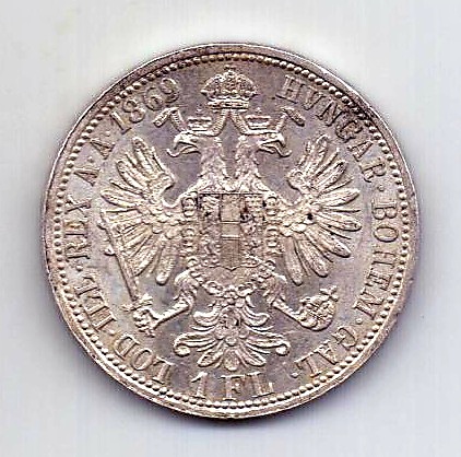 1 флорин 1869 Австрия UNC Редкий год