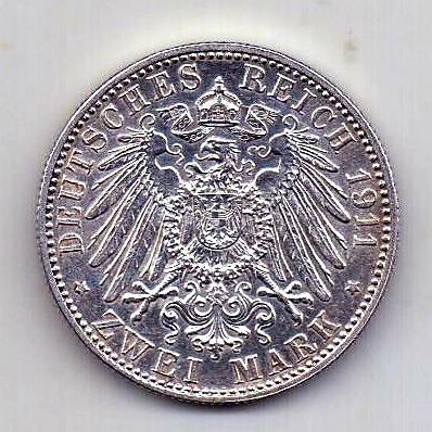 2 марки 1911 Бавария UNC Германия
