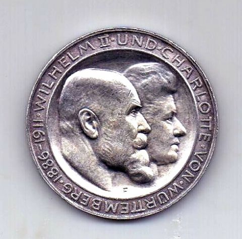 3 марки 1911 Вюртемберг AUNC Германия