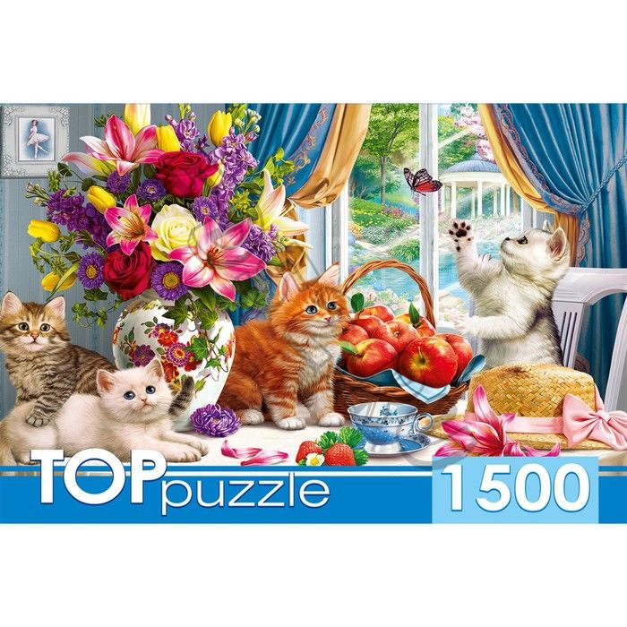 Пазл «Милые котята в гостиной», 1500 элементов