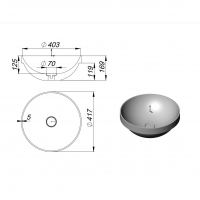 Раковина из искусственного камня круглой формы Holbi Capella  41,7х41,7 1.02.021.11 схема 4