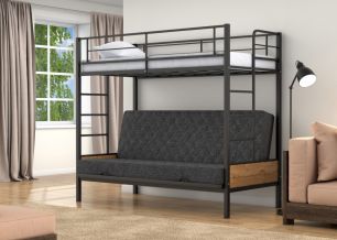 Двухъярусная кровать-диван Дакар 1 Черный (вставки дуб крафт табак)