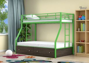 Двухъярусная кровать Милан Зеленый ящики Венге