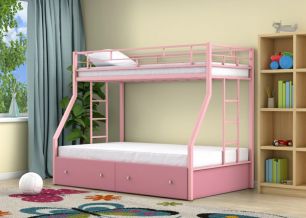 Двухъярусная кровать Милан Розовый ящики Розовый