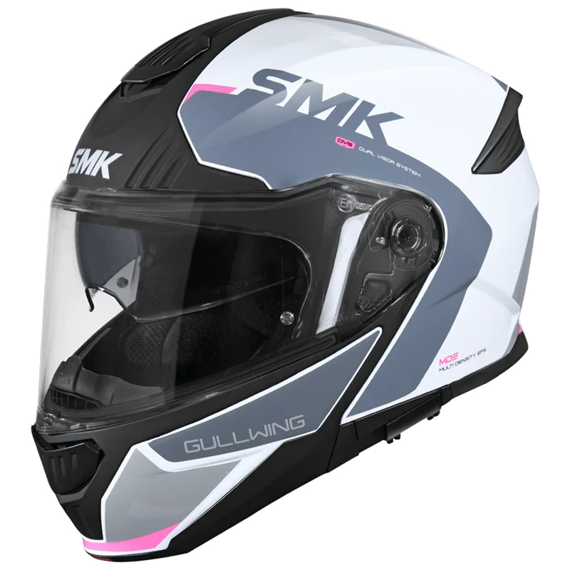 Шлем FLIP UP SMK GULLWING KRESTO, цвет серый с розовой вставкой