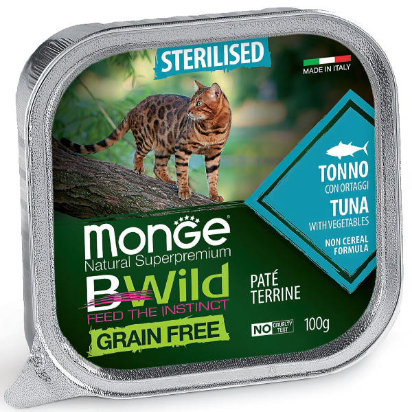 Влажный корм для стерилизованных кошек Monge BWild Grain Free с тунцом и овощами 100 гр