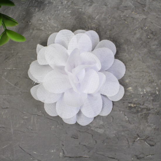 Цветок тканевый воздушный 4,5 см., белый