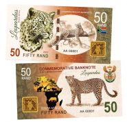 50 ранд ЮАР — Леопард. Большая африканская пятерка. Памятная банкнота. UNC Oz