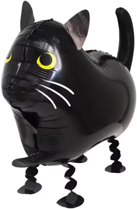 Черный кот шар ходячий фольгированный с гелием