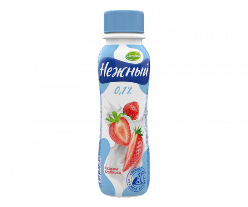 Питьевой йогурт Campina Нежный с соком клубники 0.1%, 285 г