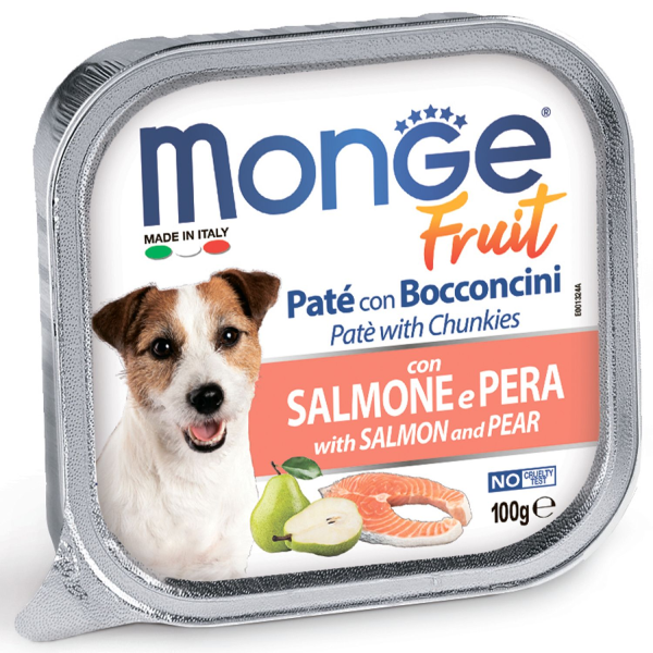 Влажный корм для собак Monge Fruit с лососем и грушей 100 гр