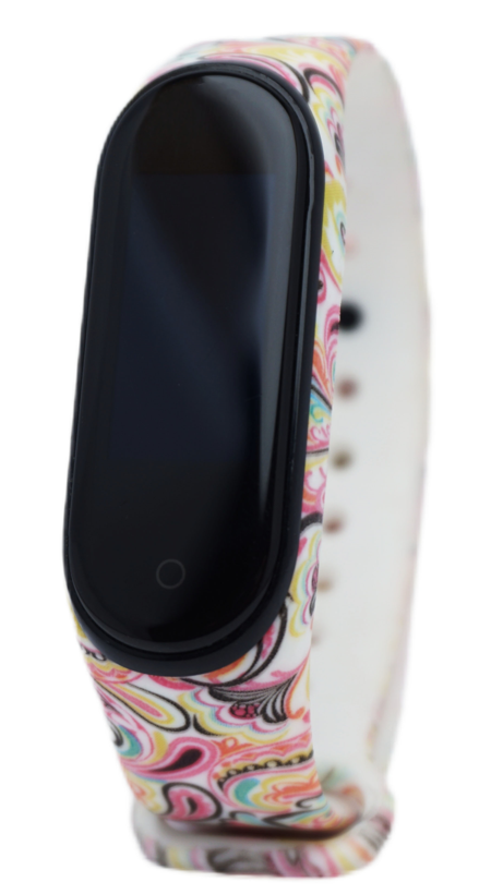 Силиконовый ремешок для Xiaomi Mi Band 3/4 (Орнамент розовый)