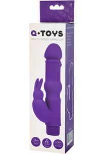 Вибратор Toyfa A-toys Multi-speed Vibrator с клиторальным стимулятором фиолетовый, 13*3,6 см