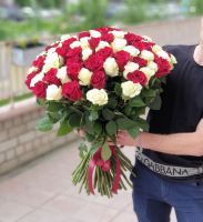 Розы красно-белые (60 см)