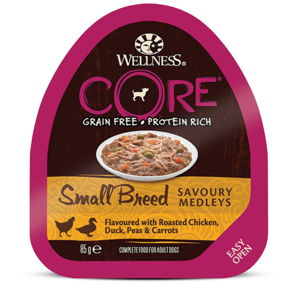 Влажный корм для собак мелких пород Core Savoury Medleys из курицы с уткой горошком и морковью 85 гр