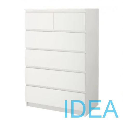 IDEA Комод с 6 ящиками (4+2), белый 80x123х48 см