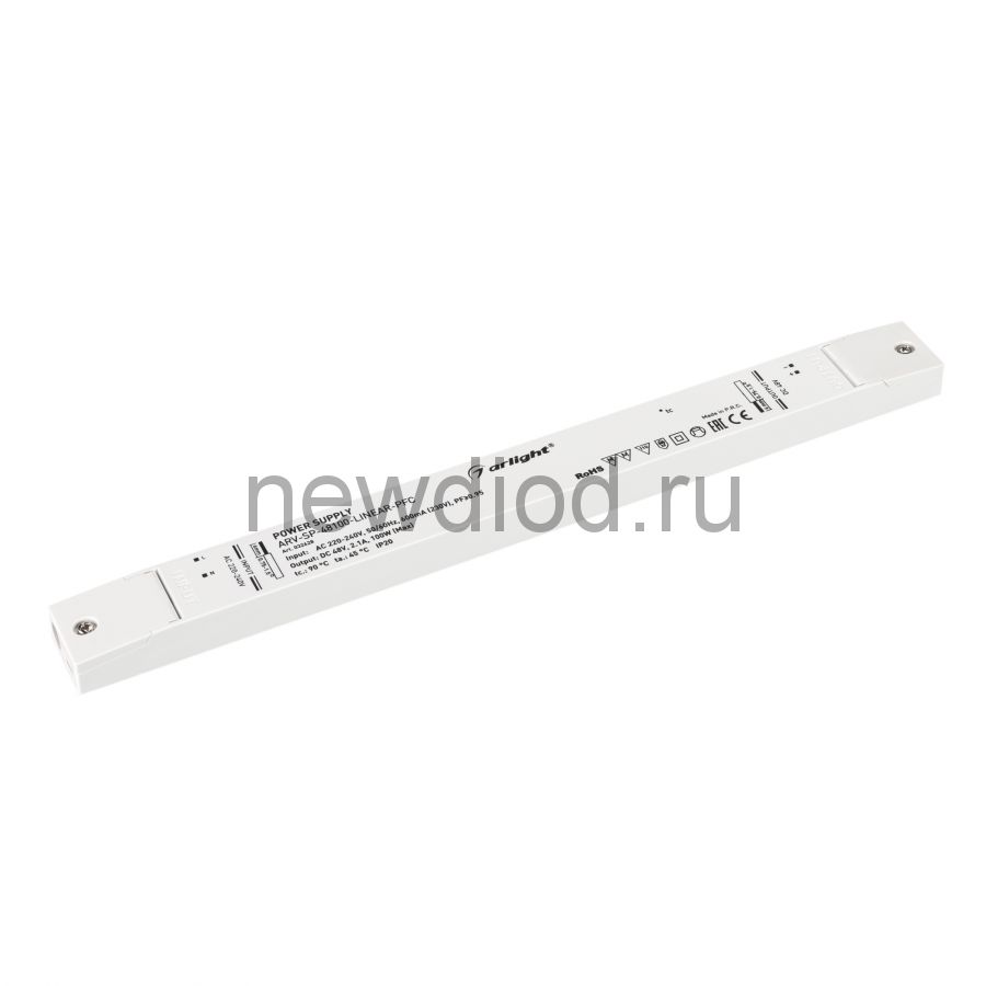 Блок питания ARV-SP-48100-LINEAR-PFC (48V, 2.1A, 100W) (IP20 Пластик, 5 лет) Arlight