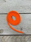 Круглый хлопковый плетенный шнур  оранж неон с металлическими наконечниками