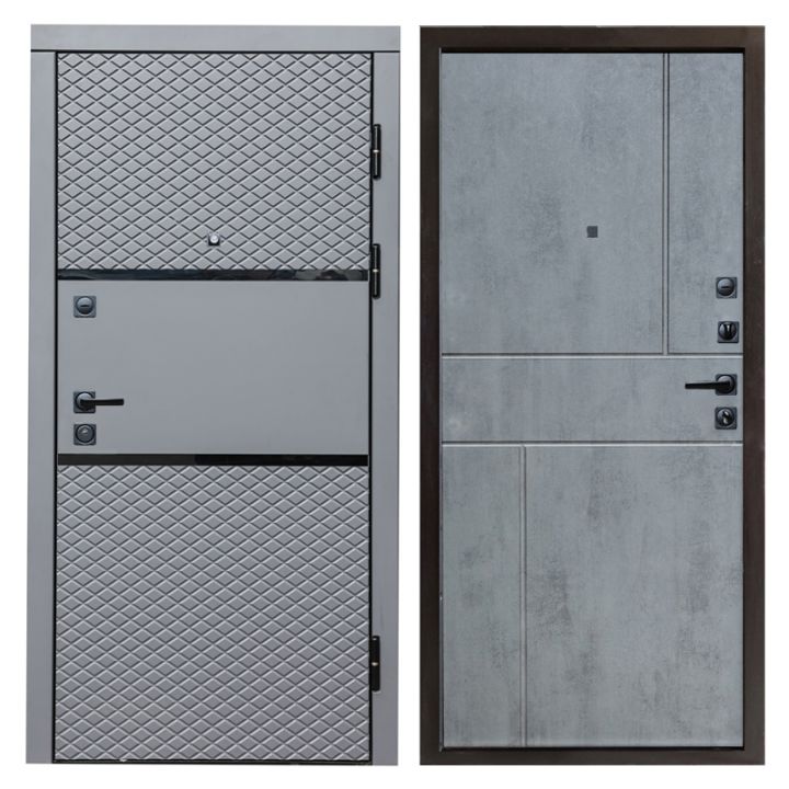 Входная дверь Termo-door Fusion black Горизонт Бетон темный Металлическая