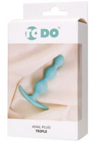 Анальная пробка для ношения Toyfa ToDo Triple мятная, 9,5*2,4 см