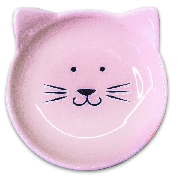 Блюдце для кошек Mr.Kranch Мордочка кошки керамическое розовое 80 мл