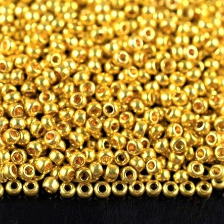 фото бисер чехия 18586 золотой глянцевый металлик